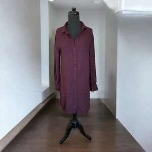 Cloth & Stone Shirt Dress Small Burgundy   Lagenlook Minimalistic Dark Academia